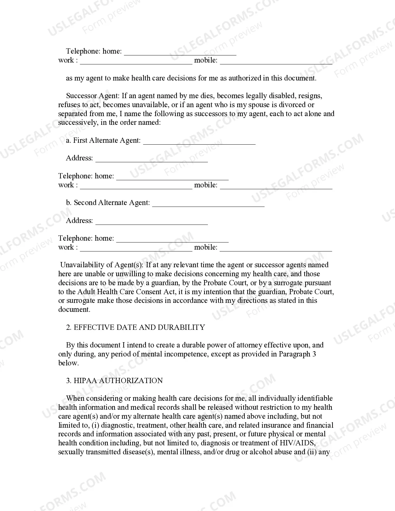 Preview Statutory Health Care Power of Attorney