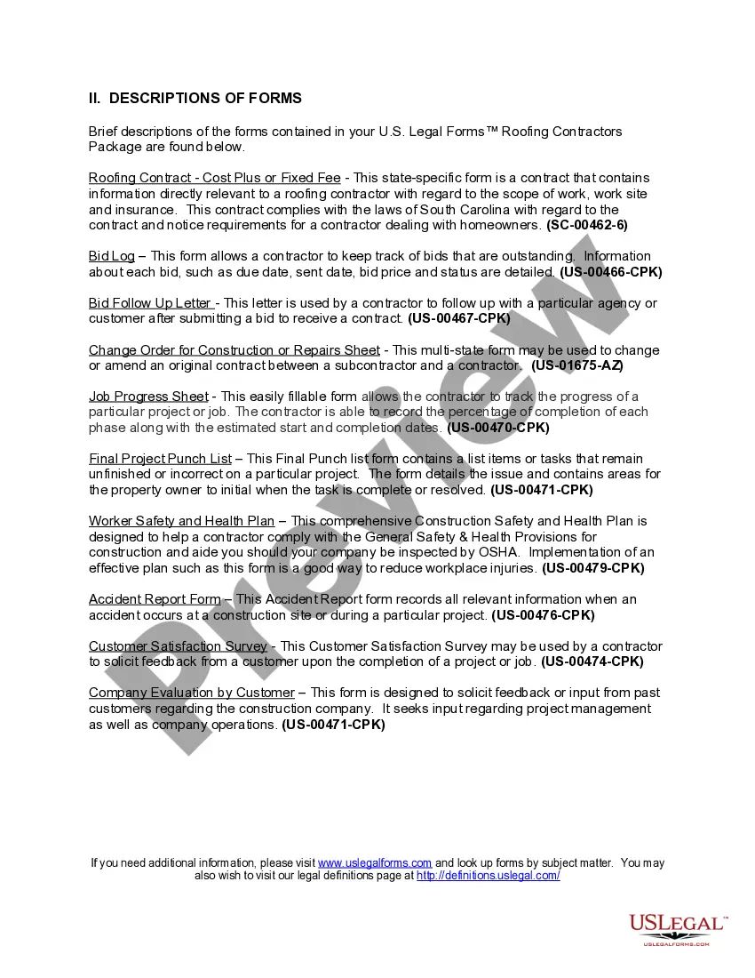 Preview South Carolina Roofing Contractor Package