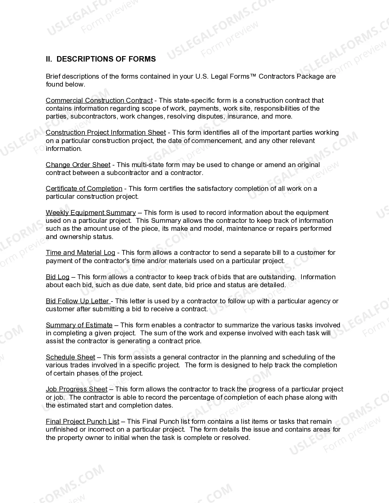 Preview South Carolina Commercial Contractor Package