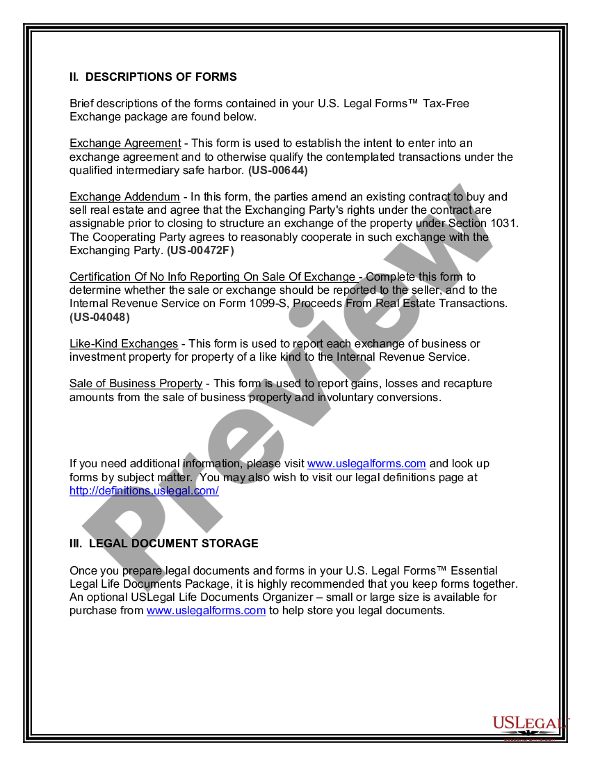 page 2 Tax Free Exchange Package preview