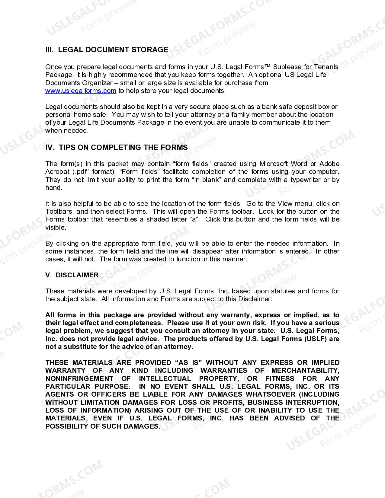 Preview South Carolina Landlord Tenant Sublease Package