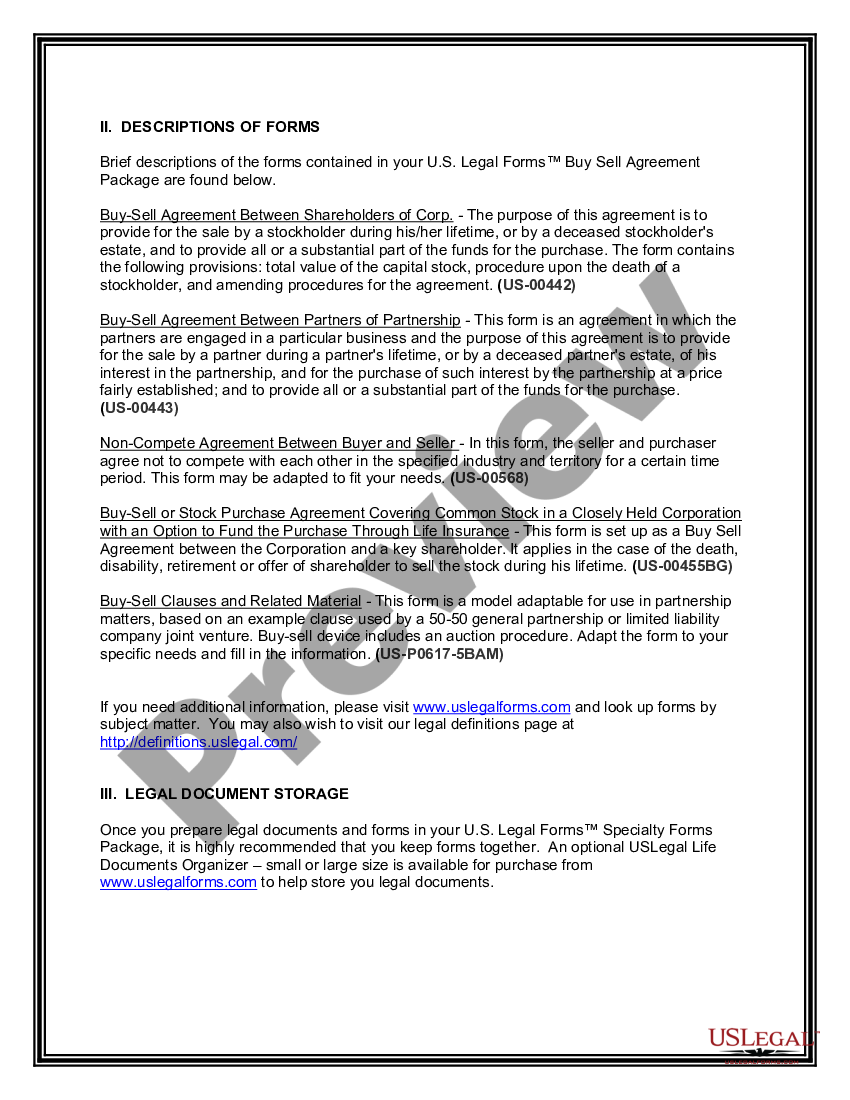 page 2 Buy Sell Agreement Package preview