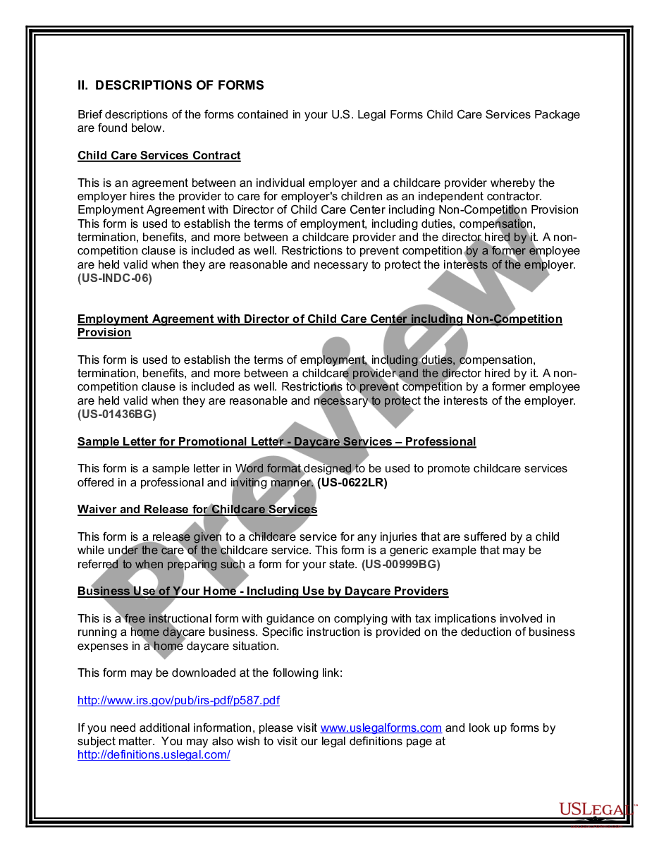 page 2 Child Care Services Package preview