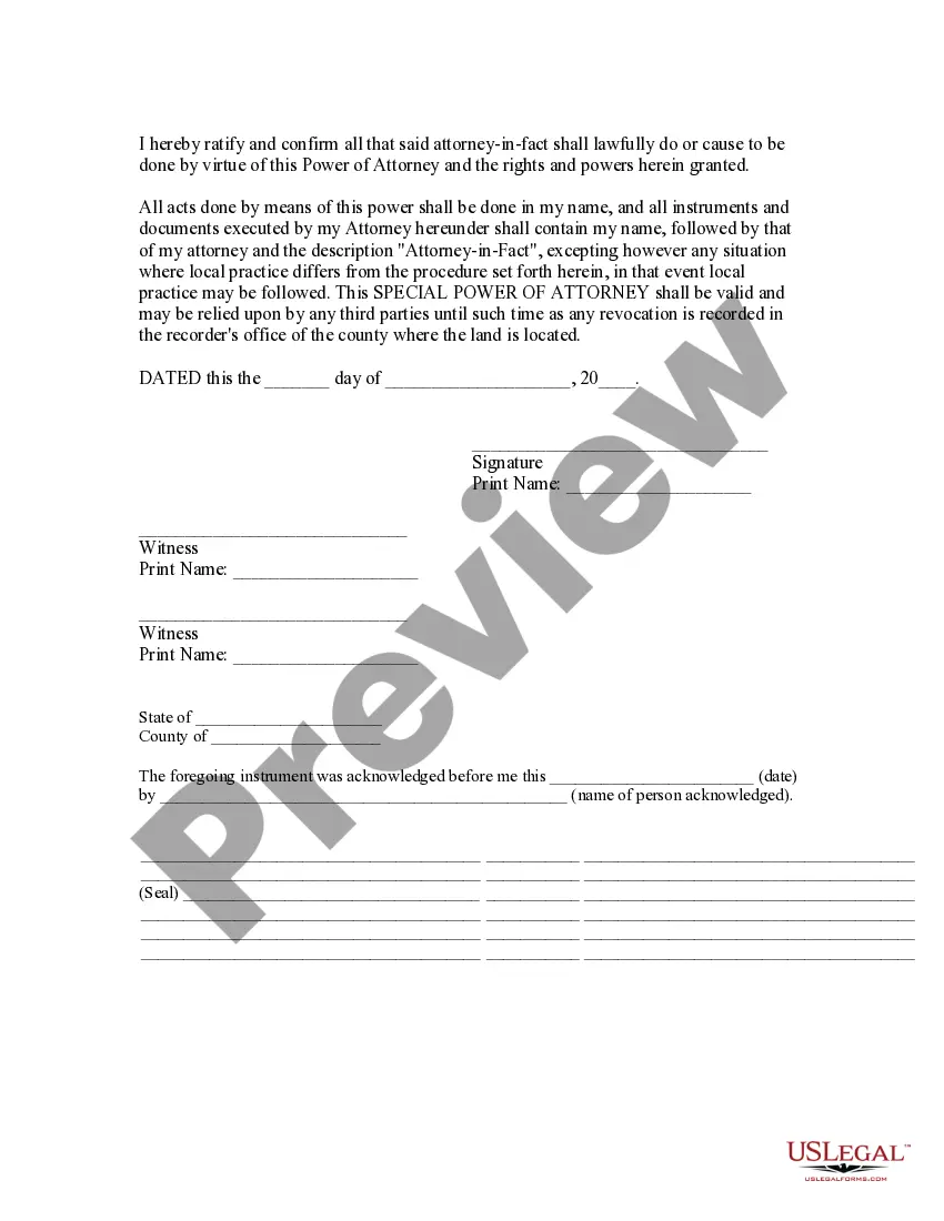 Get Special or Limited Power of Attorney for Real Estate Purchase Transaction by Purchaser Preview Special or Limited Power of Attorney for Real Estate Purchase Transaction by Purchaser