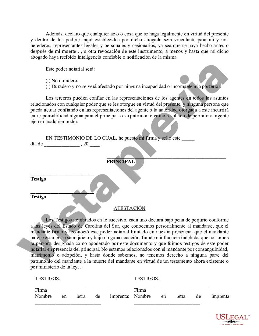 Preview Poder notarial limitado en el que se especifican poderes con ejemplos de poderes incluidos