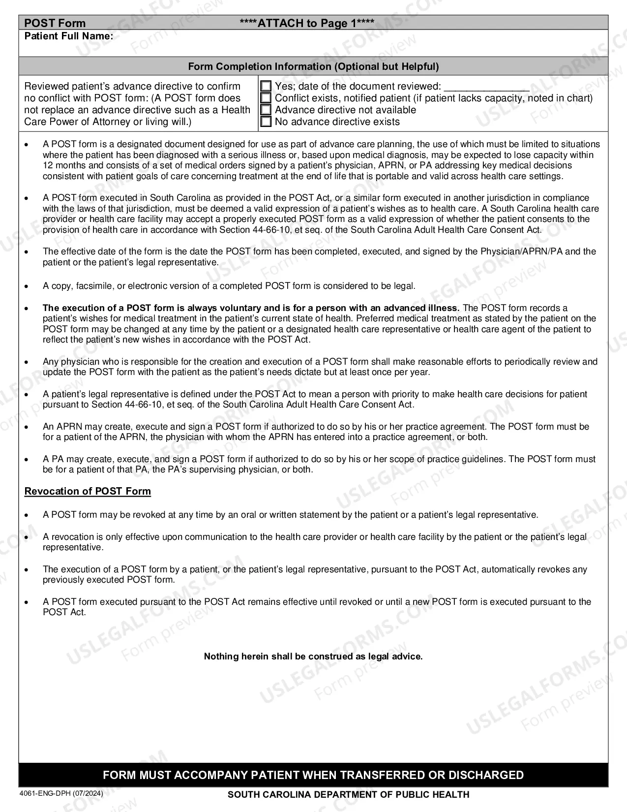 Preview South Carolina Physician Orders for Scope of Treatment