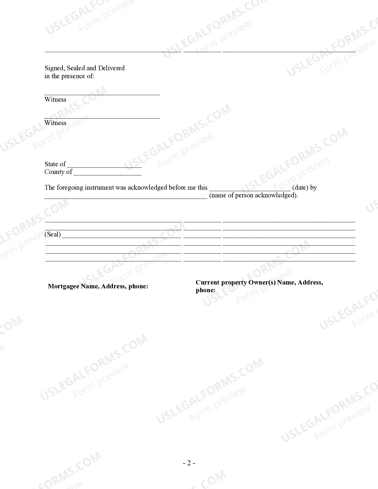 Preview Satisfaction of Mortgage by Lender - Individual Lender or Holder