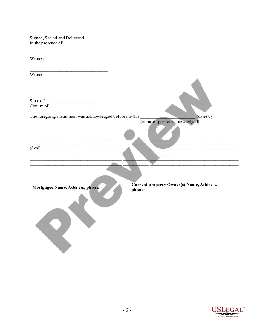 Preview Partial Release of Property From Mortgage by Individual Holder