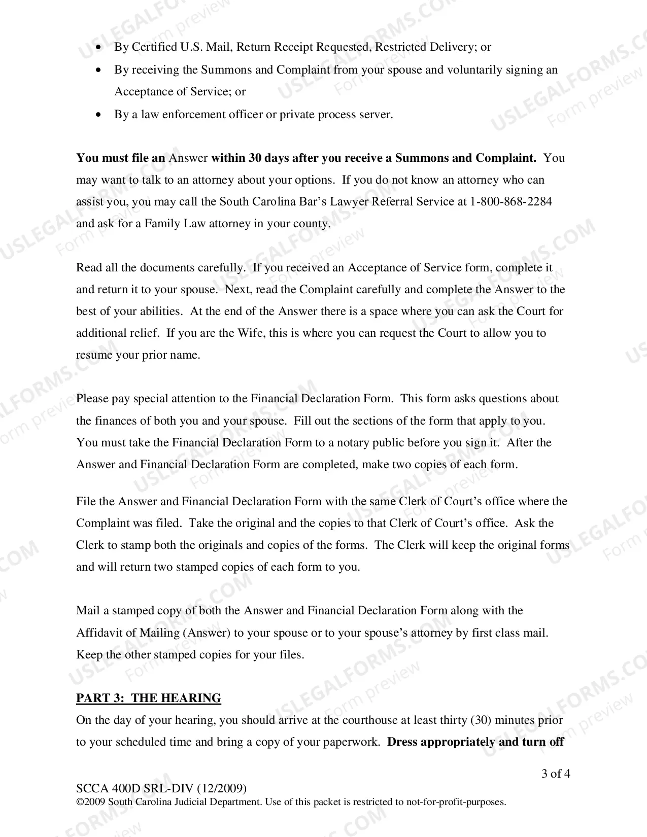 Preview Defendant's Instructions for Divorce