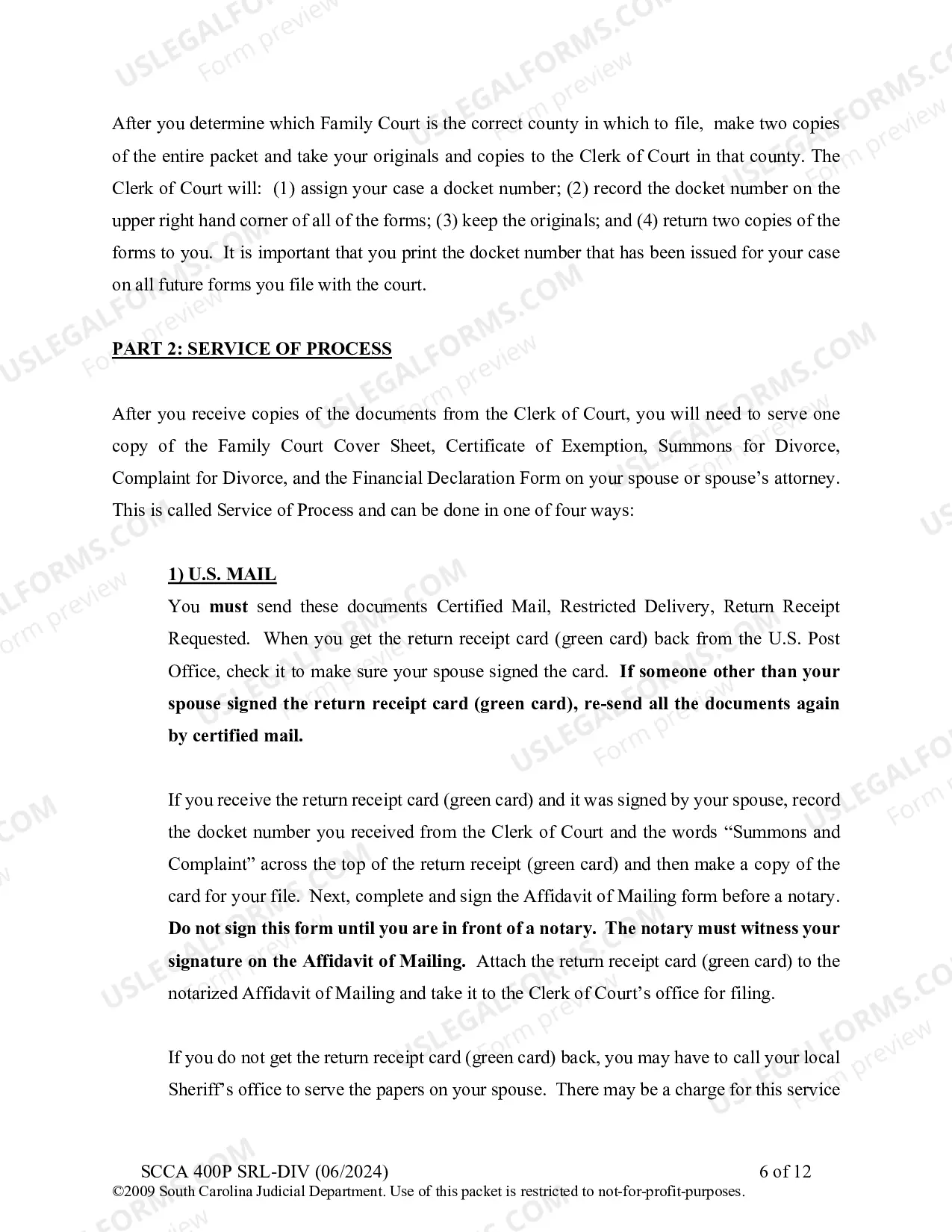 Preview Plaintiff's Instructions for Divorce