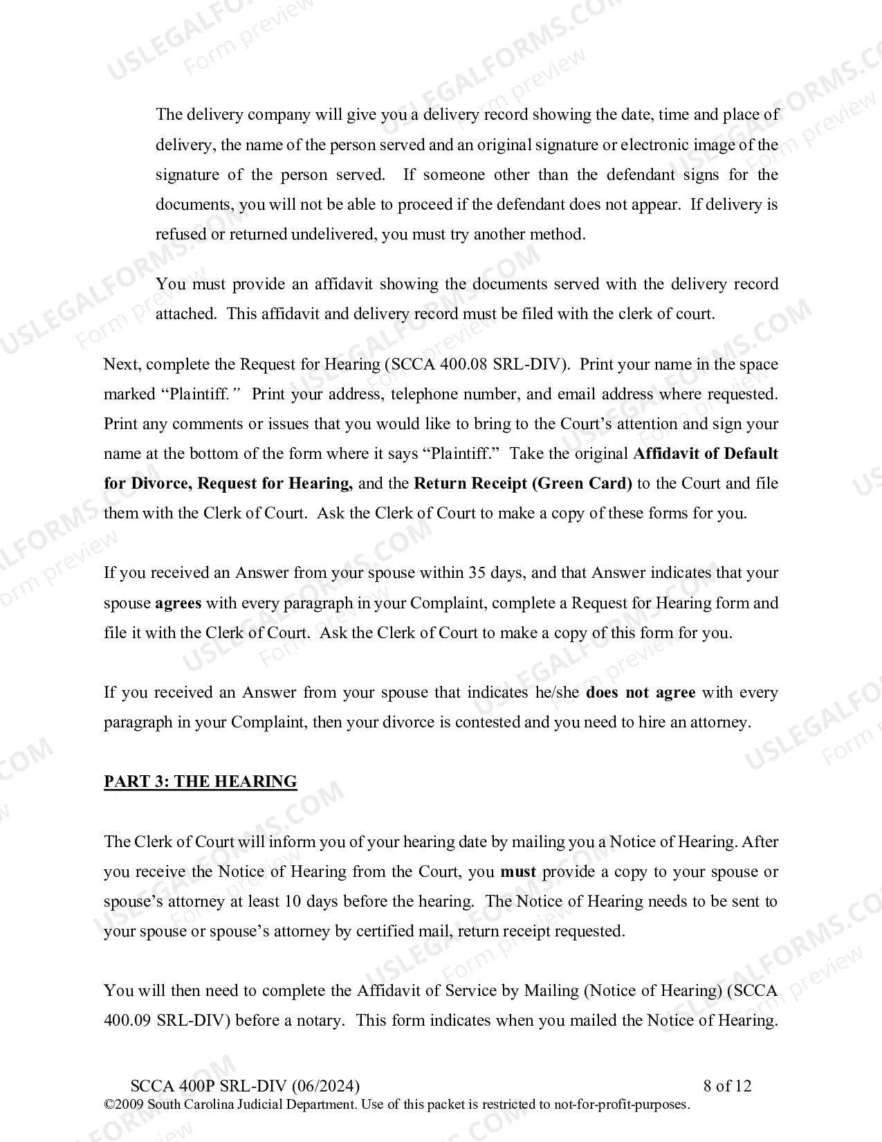 Preview Plaintiff's Instructions for Divorce