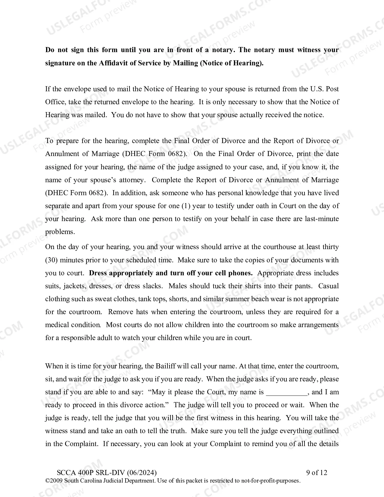 Preview Plaintiff's Instructions for Divorce