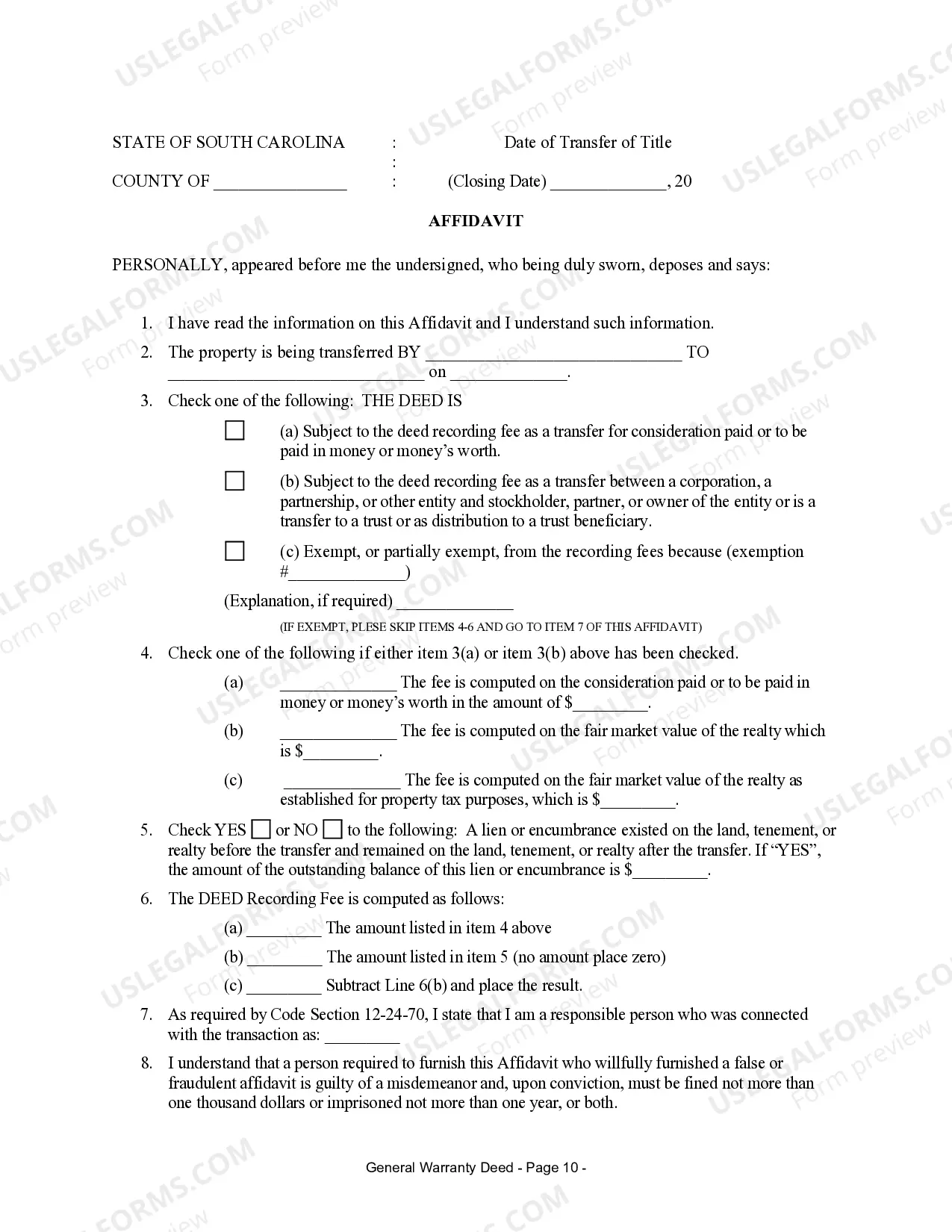 Preview Warranty Deed for Husband and Wife Converting Property from Tenants in Common to Joint Tenancy