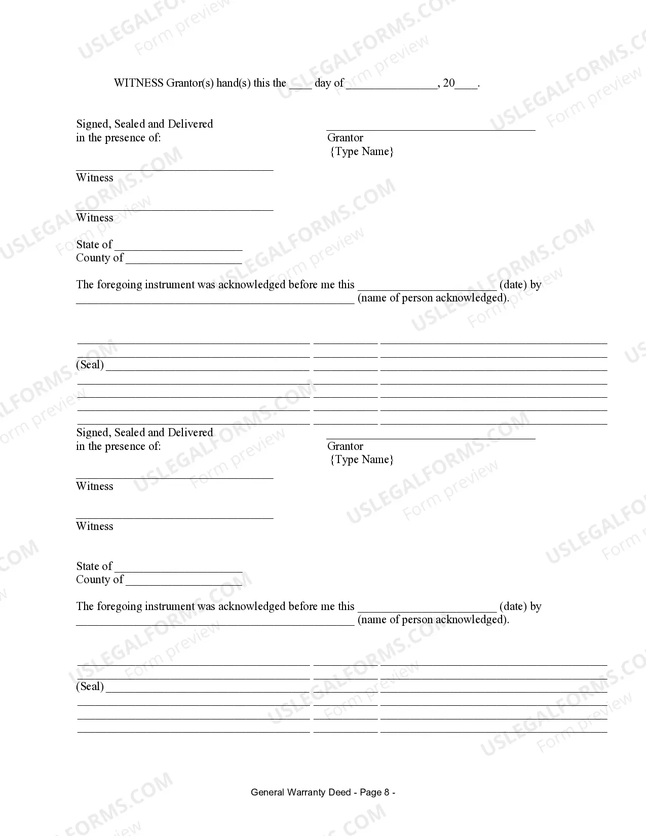 Preview Warranty Deed for Husband and Wife Converting Property from Tenants in Common to Joint Tenancy