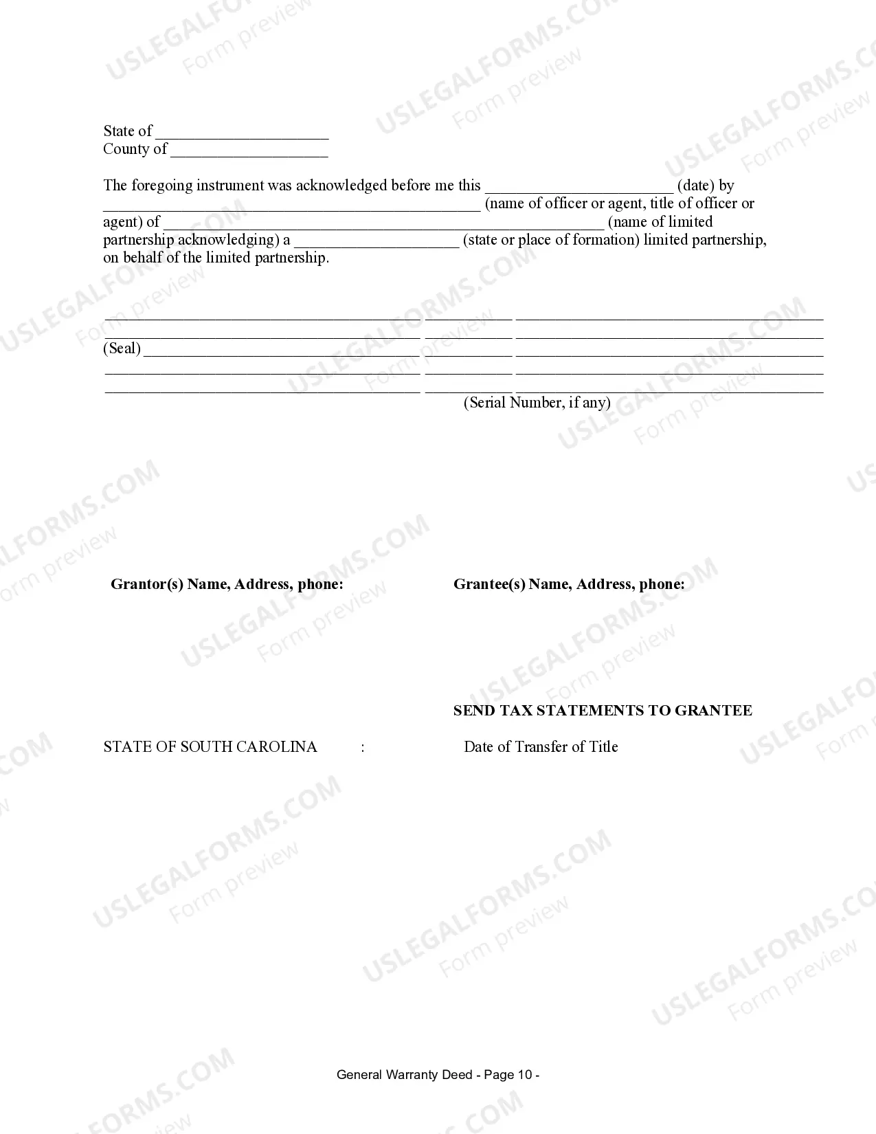 Preview Warranty Deed from Limited Partnership or LLC is the Grantor, or Grantee
