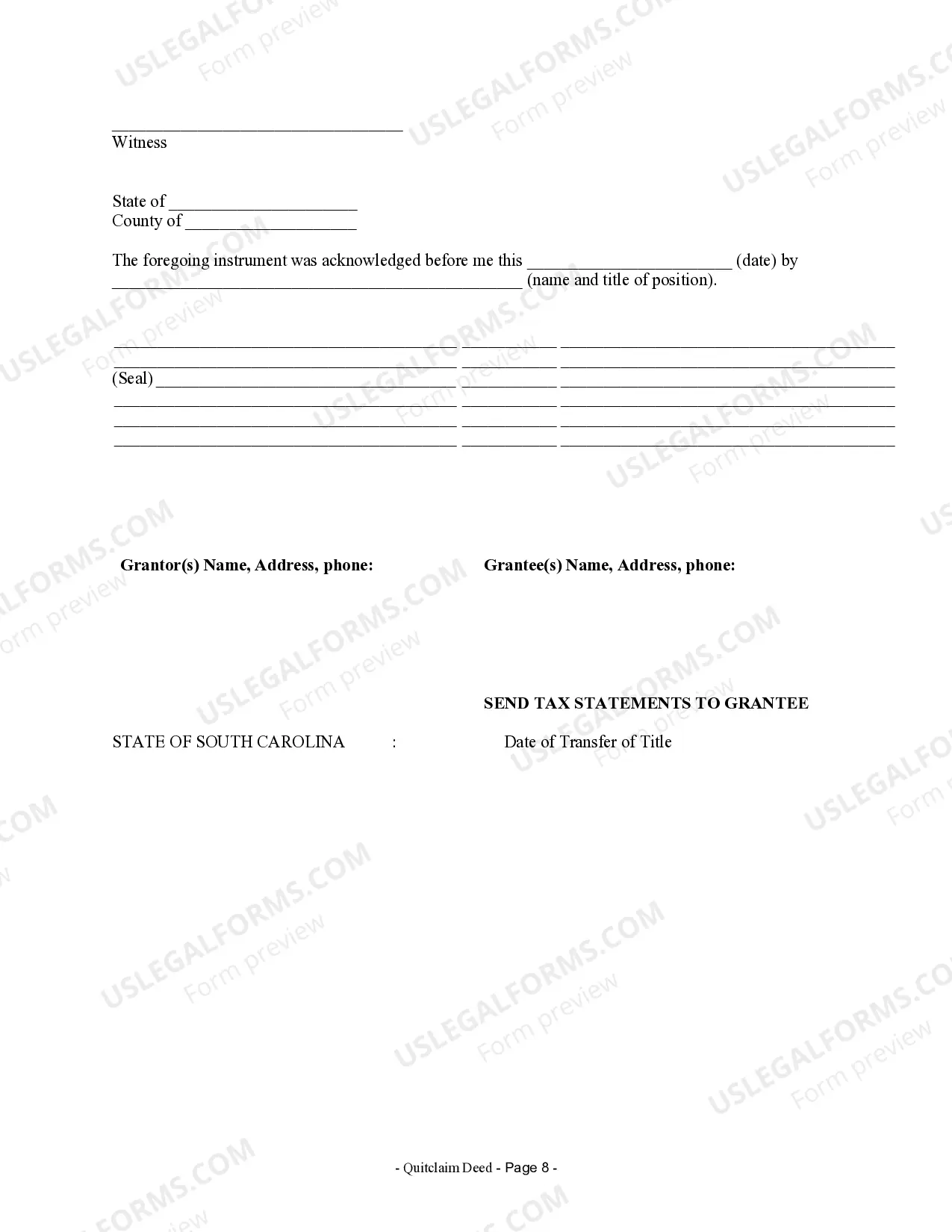 Preview Quitclaim Deed for Trustee to Husband and Wife as Joint Tenants with the Right of Survivorship