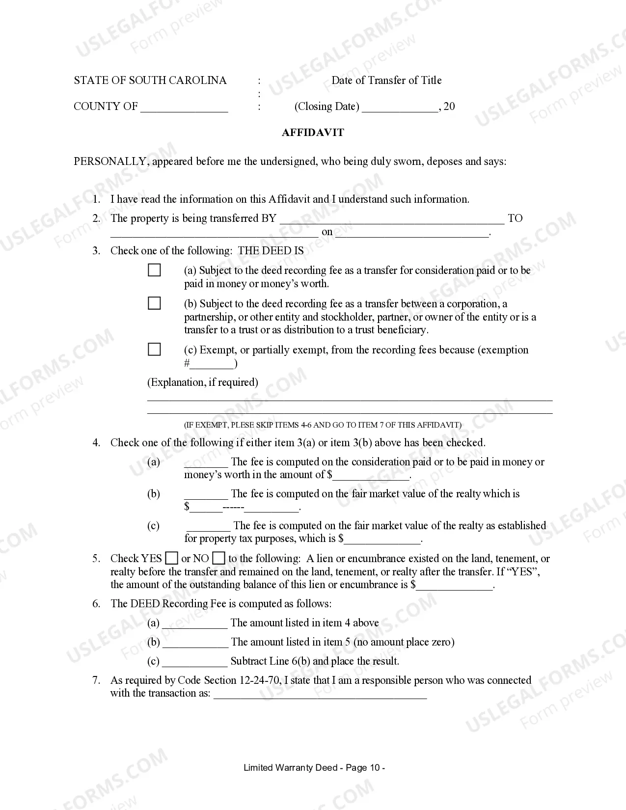 Preview Limited Warranty Deed - LLC to Individual