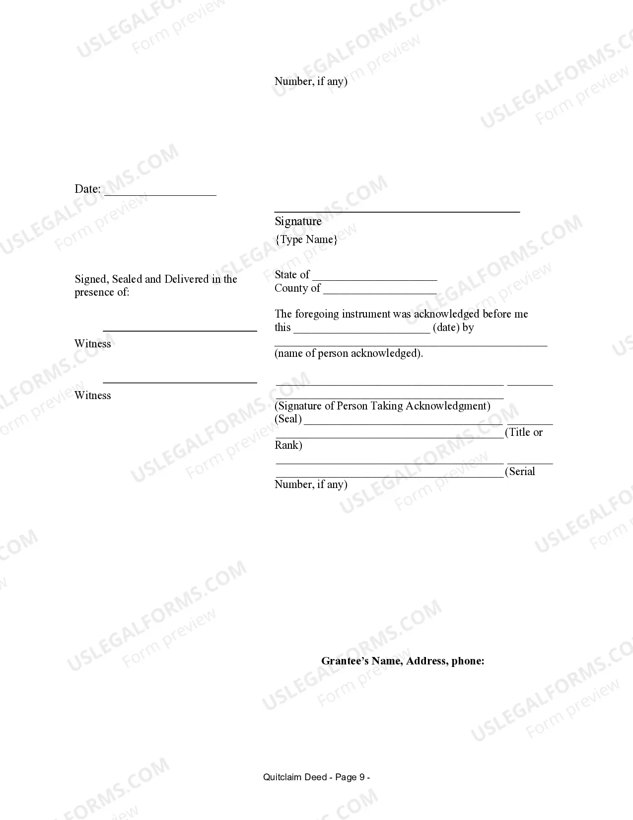 Preview Quitclaim Deed for Three Individuals to One Individual