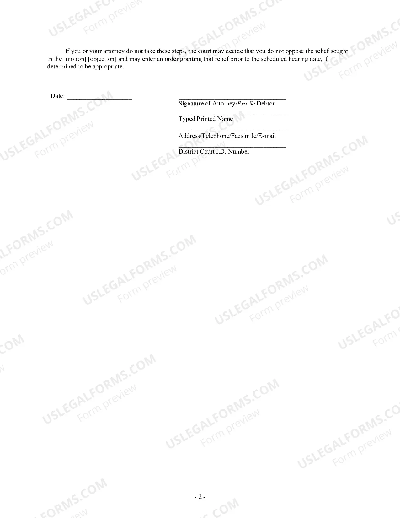 Preview Hearing Notice (Non-Passive)