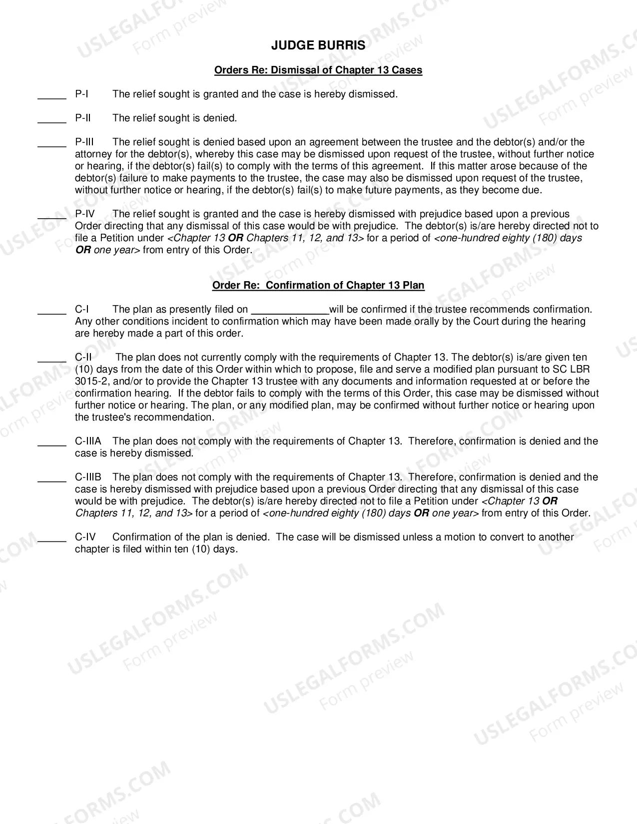 Preview C & P Order Information
