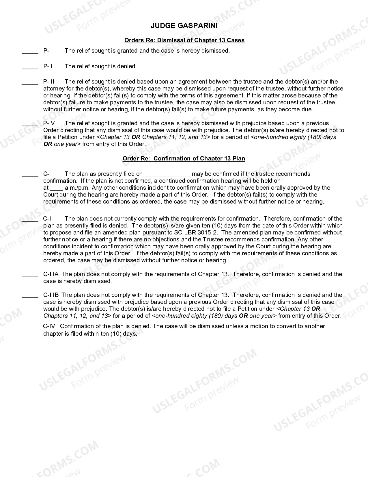 Preview C & P Order Information