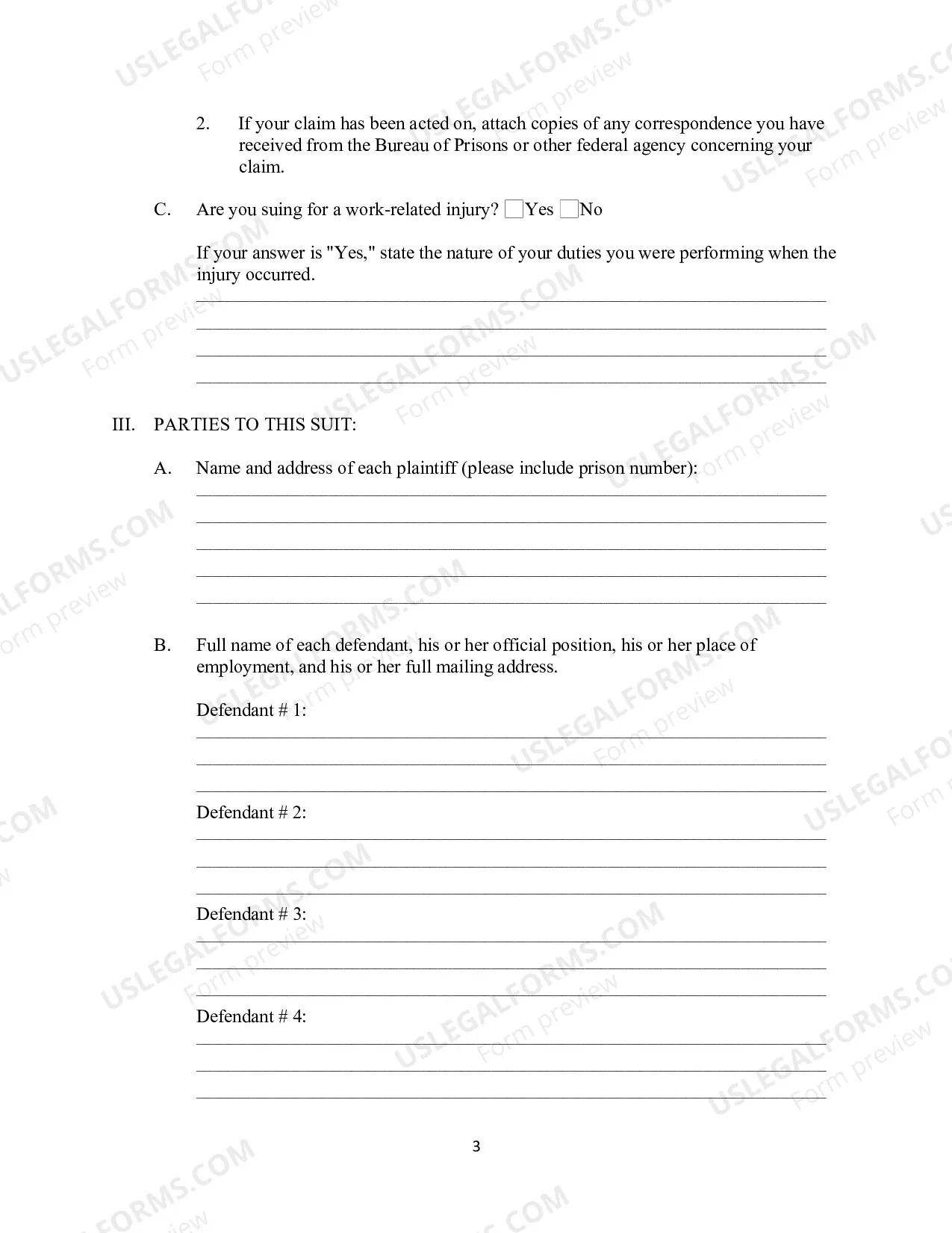 Preview Complaint (Bivens Action)