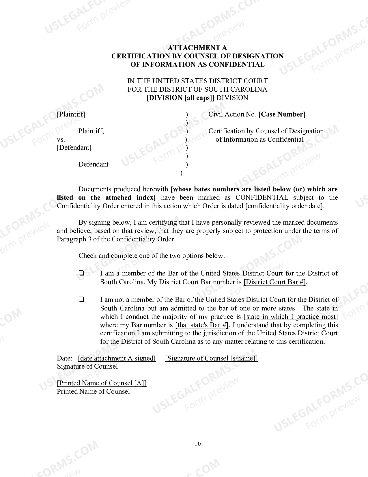 Preview Confidentiality Order