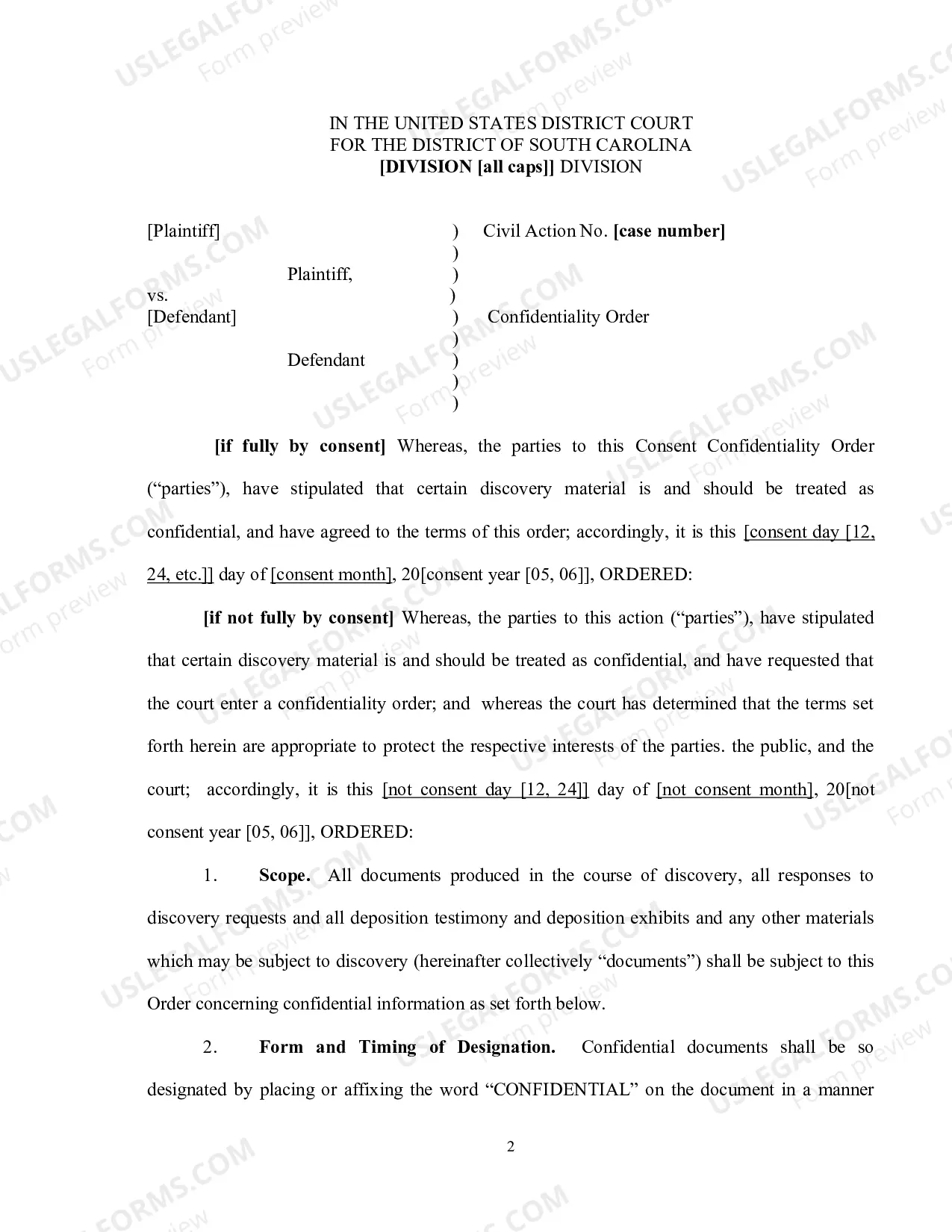 Preview Confidentiality Order