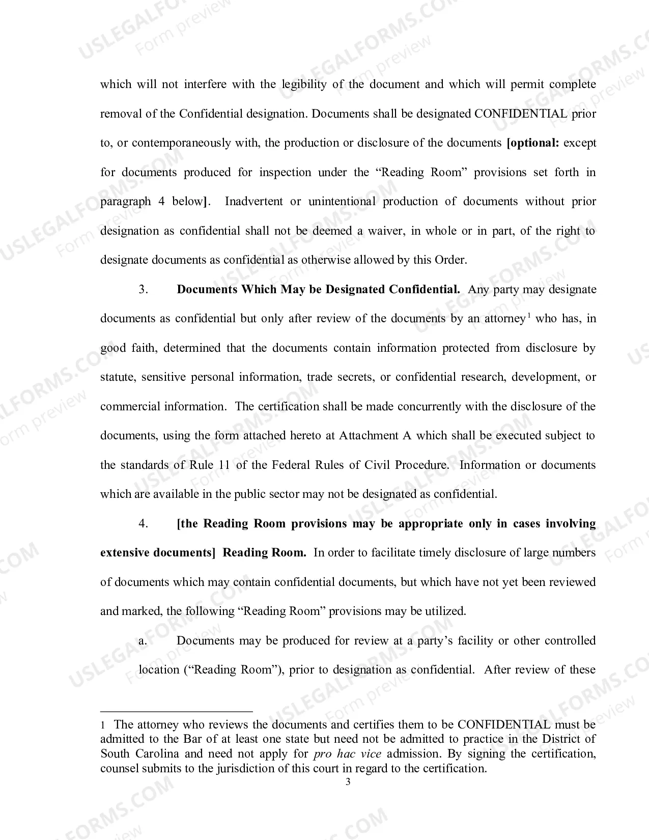 Preview Confidentiality Order