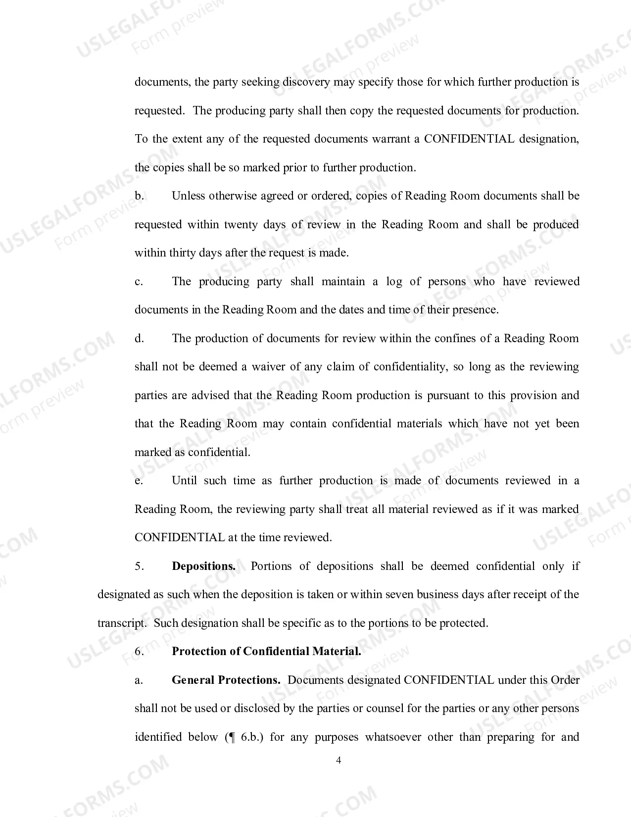Preview Confidentiality Order