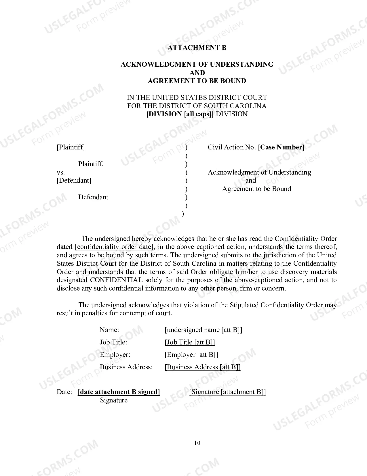 Preview Confidentiality Order Without Reading Room Provision