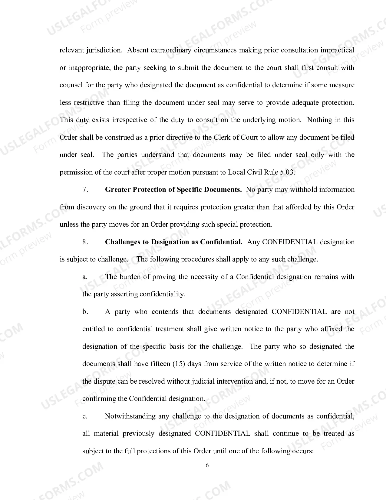 Preview Confidentiality Order Without Reading Room Provision