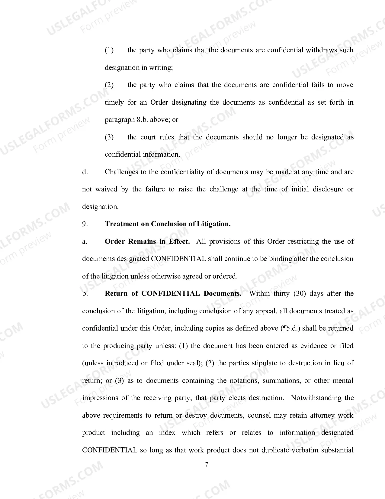 Preview Confidentiality Order Without Reading Room Provision