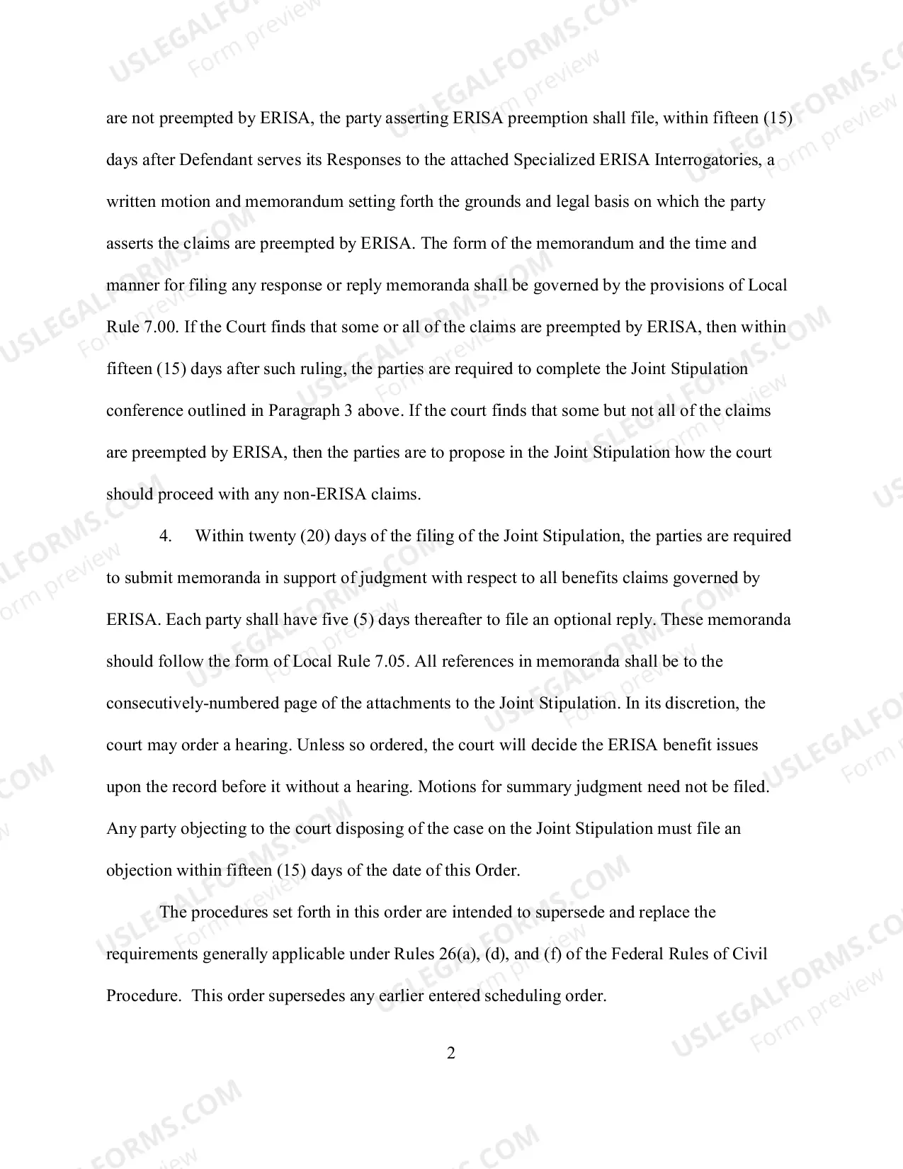 Preview Specialized Case Management Order - Specialized Interrogatories - Joint Stipulation Instructions (ERISA)