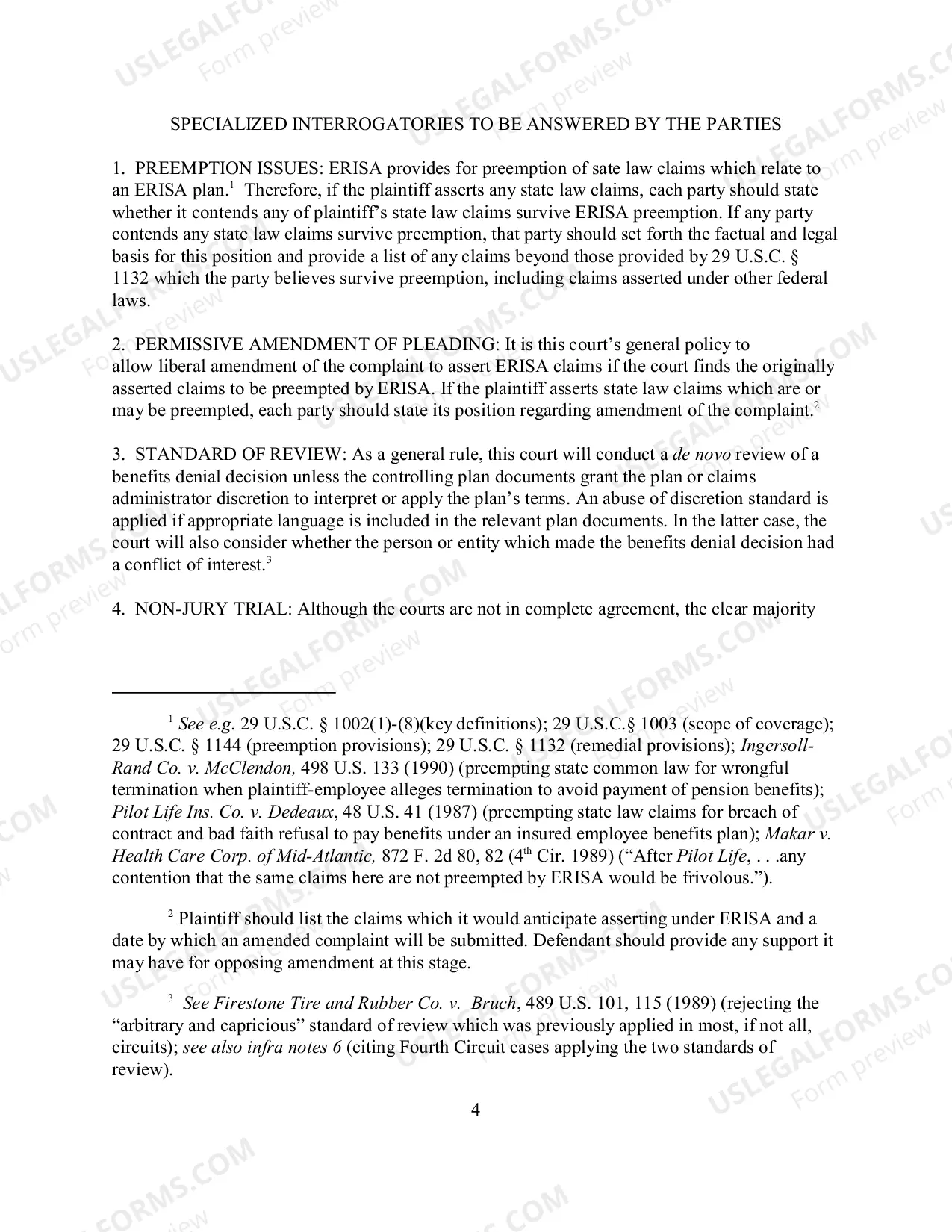 Preview Specialized Case Management Order - Specialized Interrogatories - Joint Stipulation Instructions (ERISA)