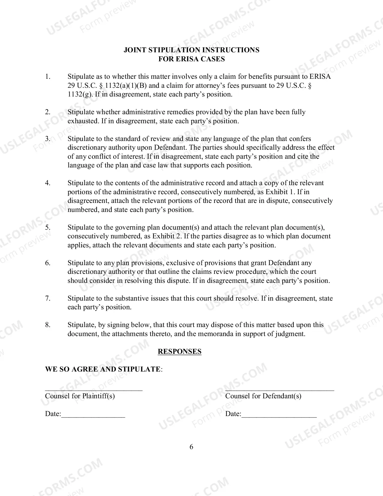 Preview Specialized Case Management Order - Specialized Interrogatories - Joint Stipulation Instructions (ERISA)