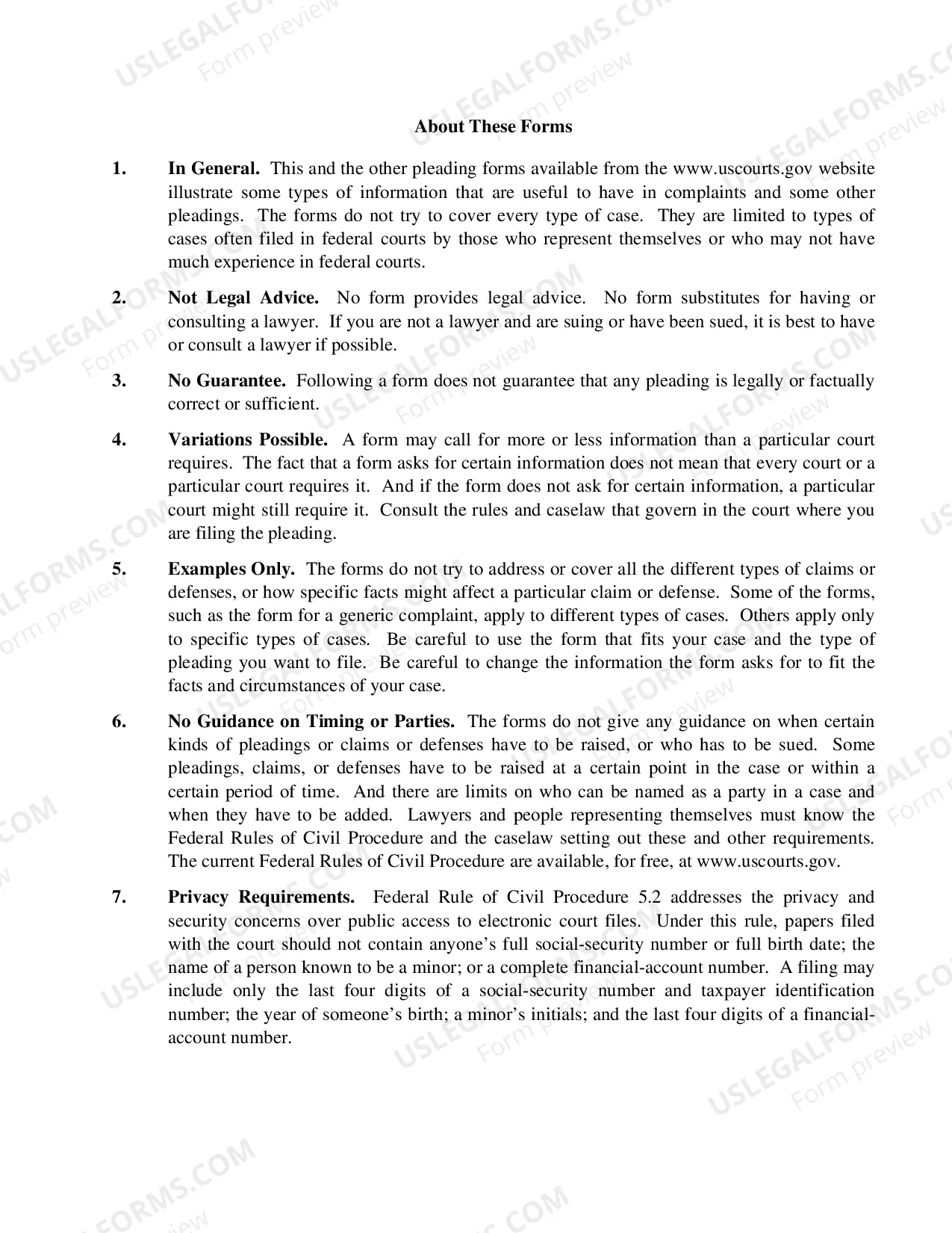 Preview Pro Se (Prisoner) Complaint Form