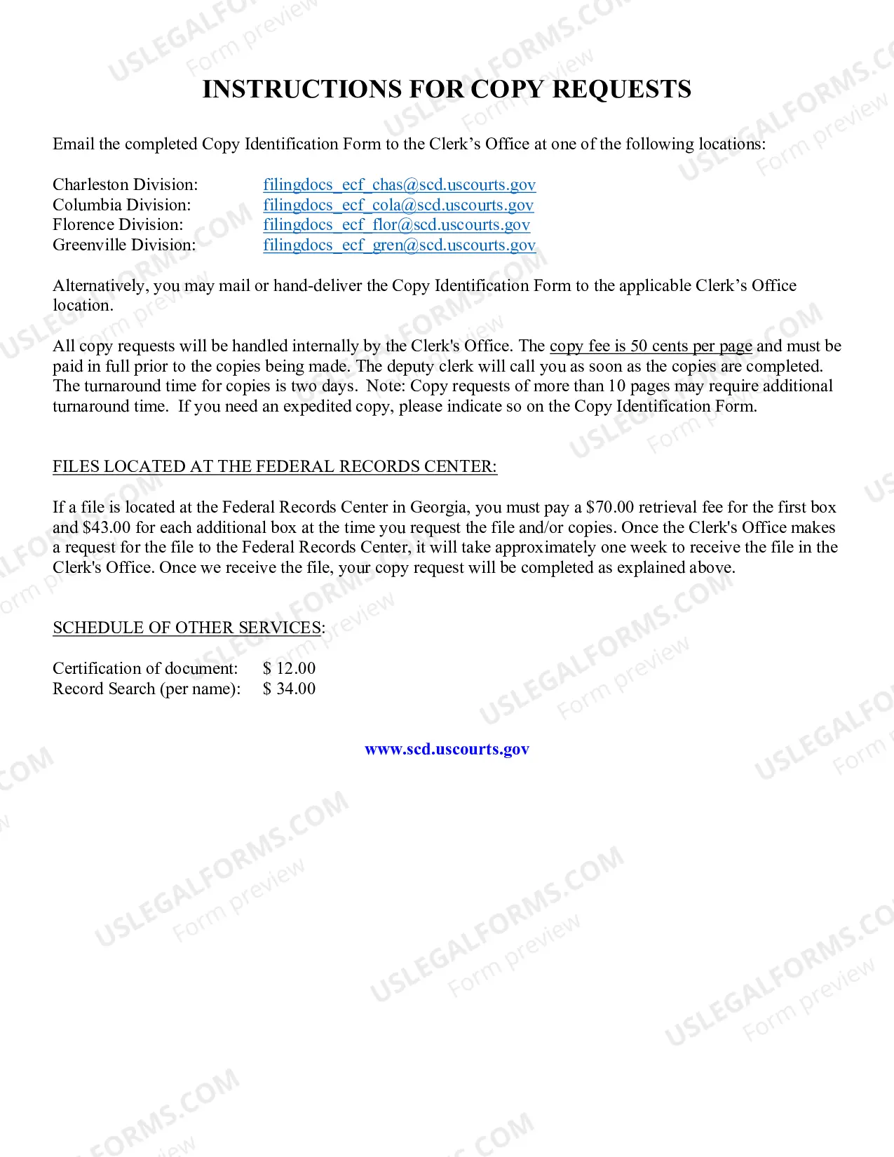Preview Copy Request Form (Charleston Division)
