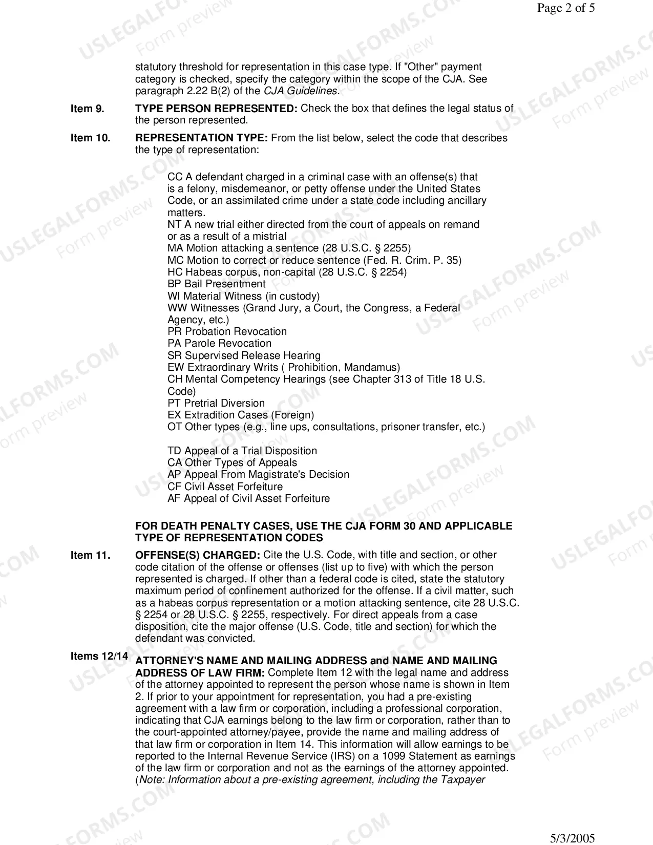 Preview CJA 20 Instructions