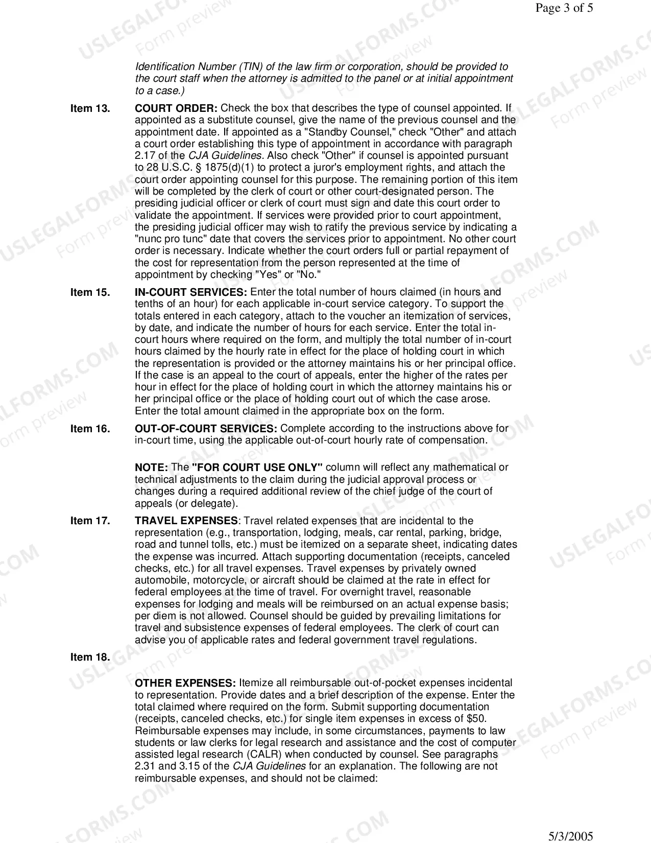 Preview CJA 20 Instructions