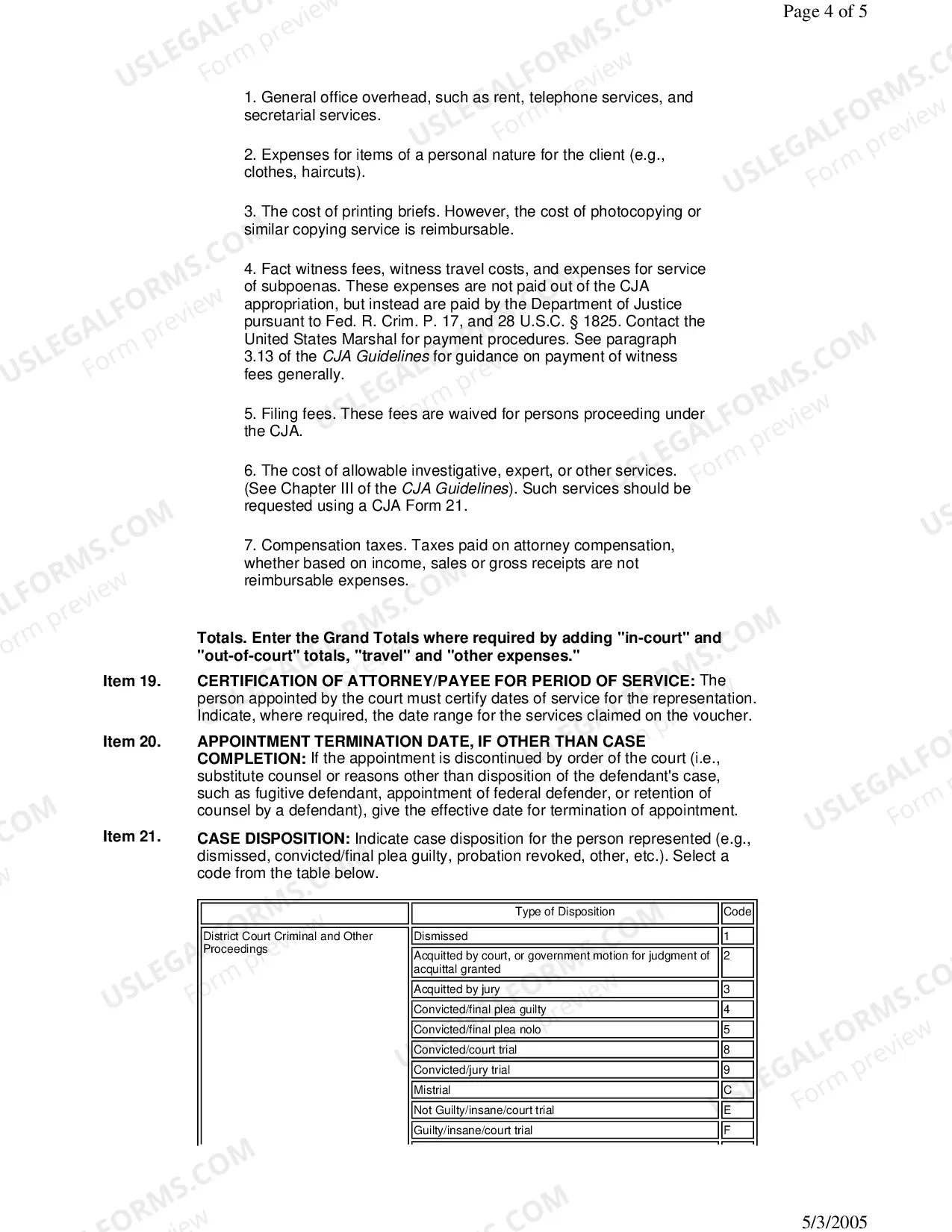 Preview CJA 20 Instructions
