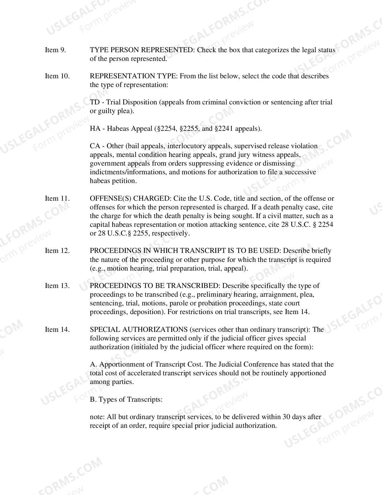 Preview CJA 24 Instructions