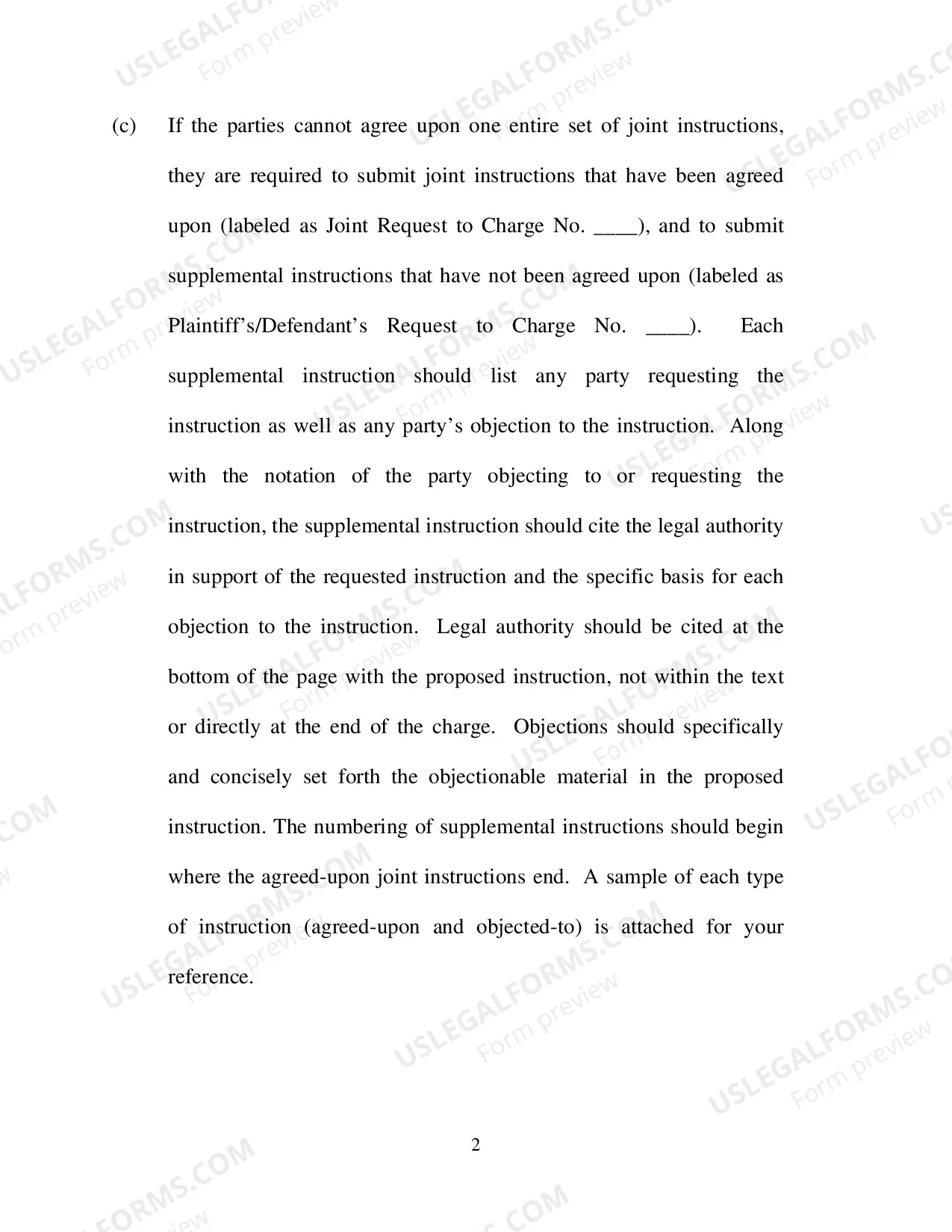 Preview Cain Standing Order - Instructions for Proposed Jury Charges