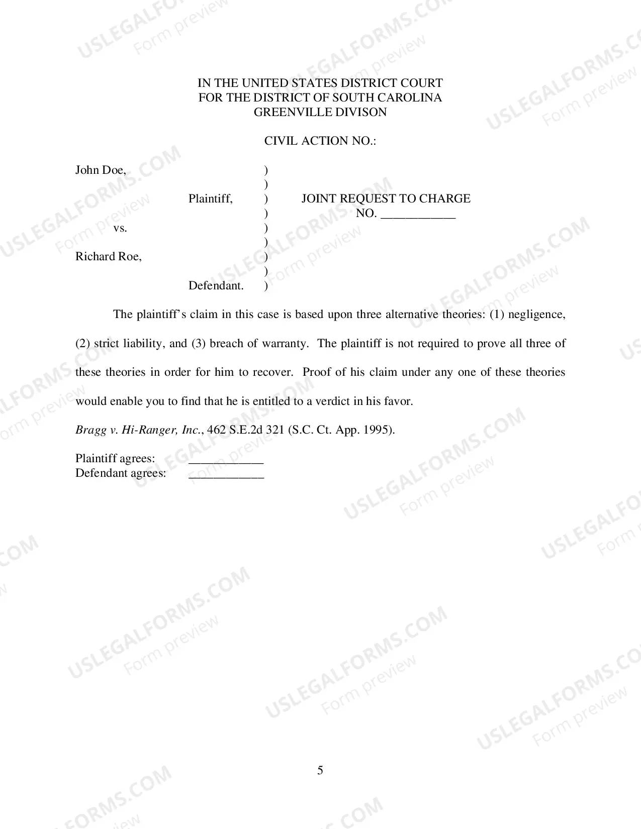 Preview Cain Standing Order - Instructions for Proposed Jury Charges