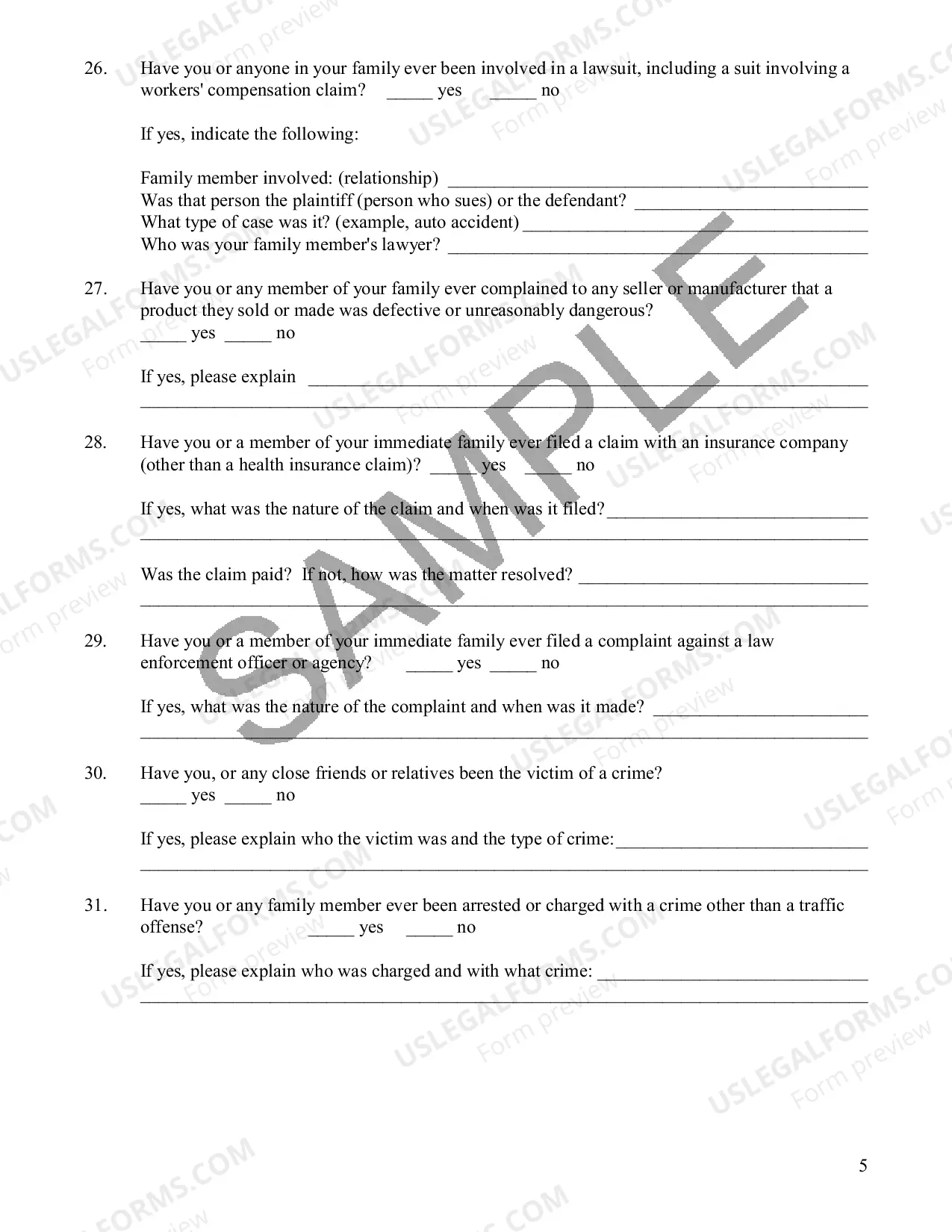 Preview Harwell Standard Juror Questionnaire Sample