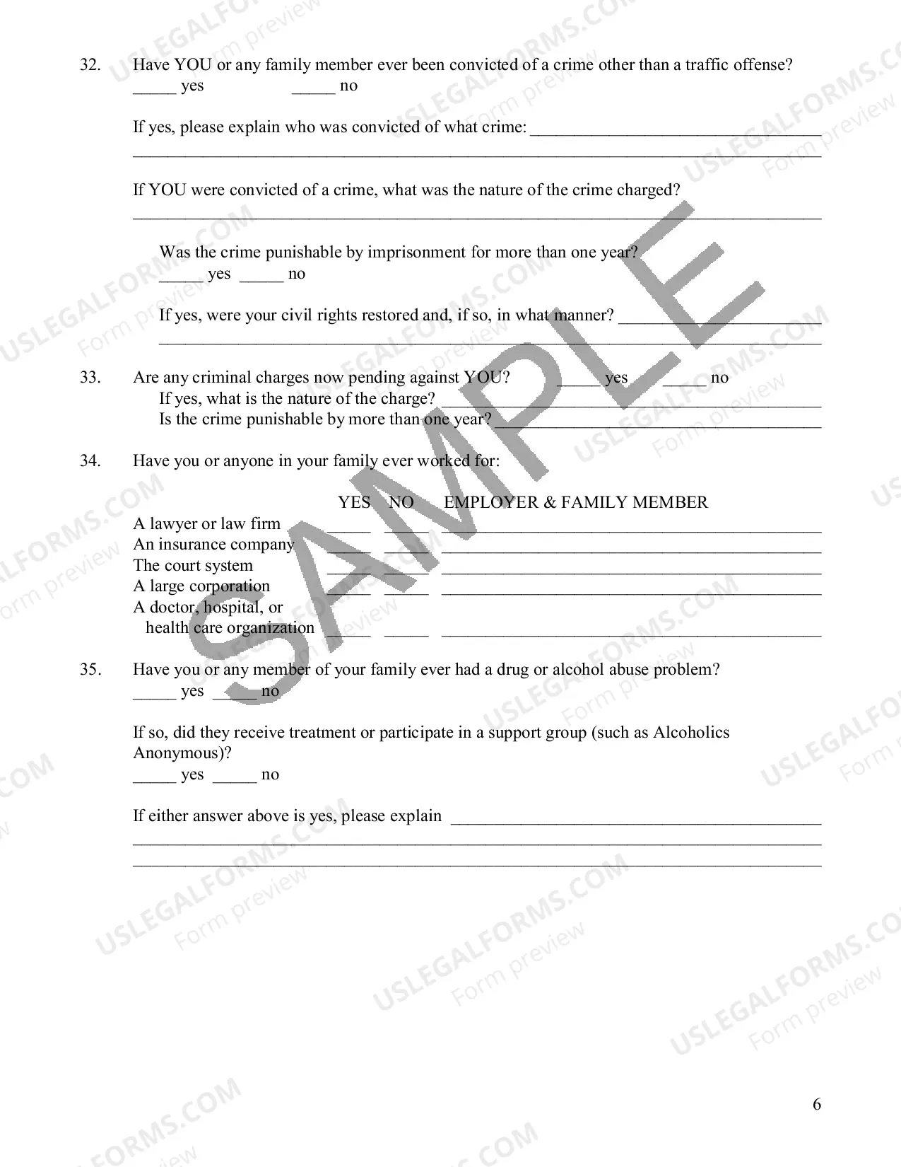 Preview Harwell Standard Juror Questionnaire Sample