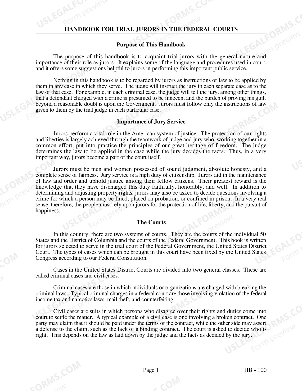 Preview Trial Jury Handbook
