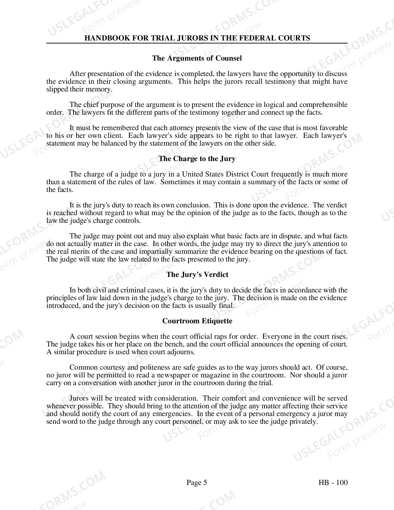Preview Trial Jury Handbook