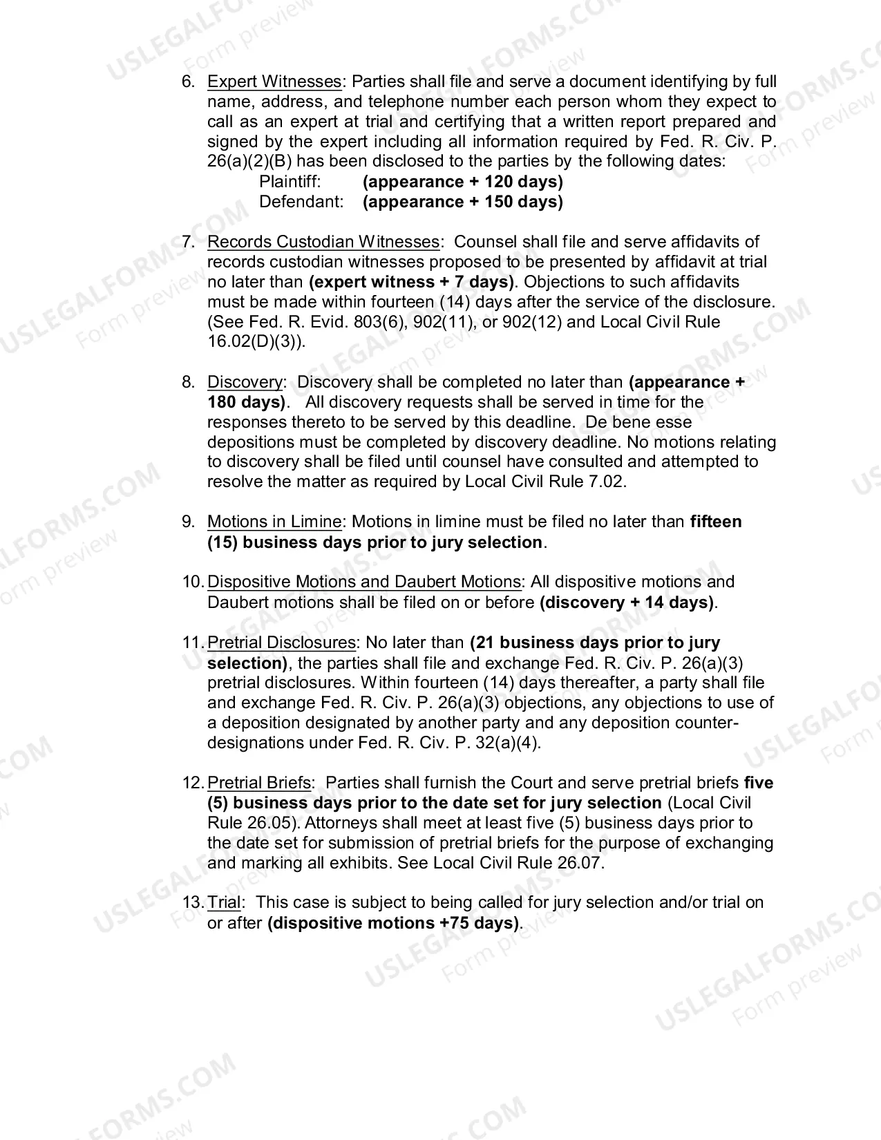 Preview Richard Gergel Sample Scheduling Order