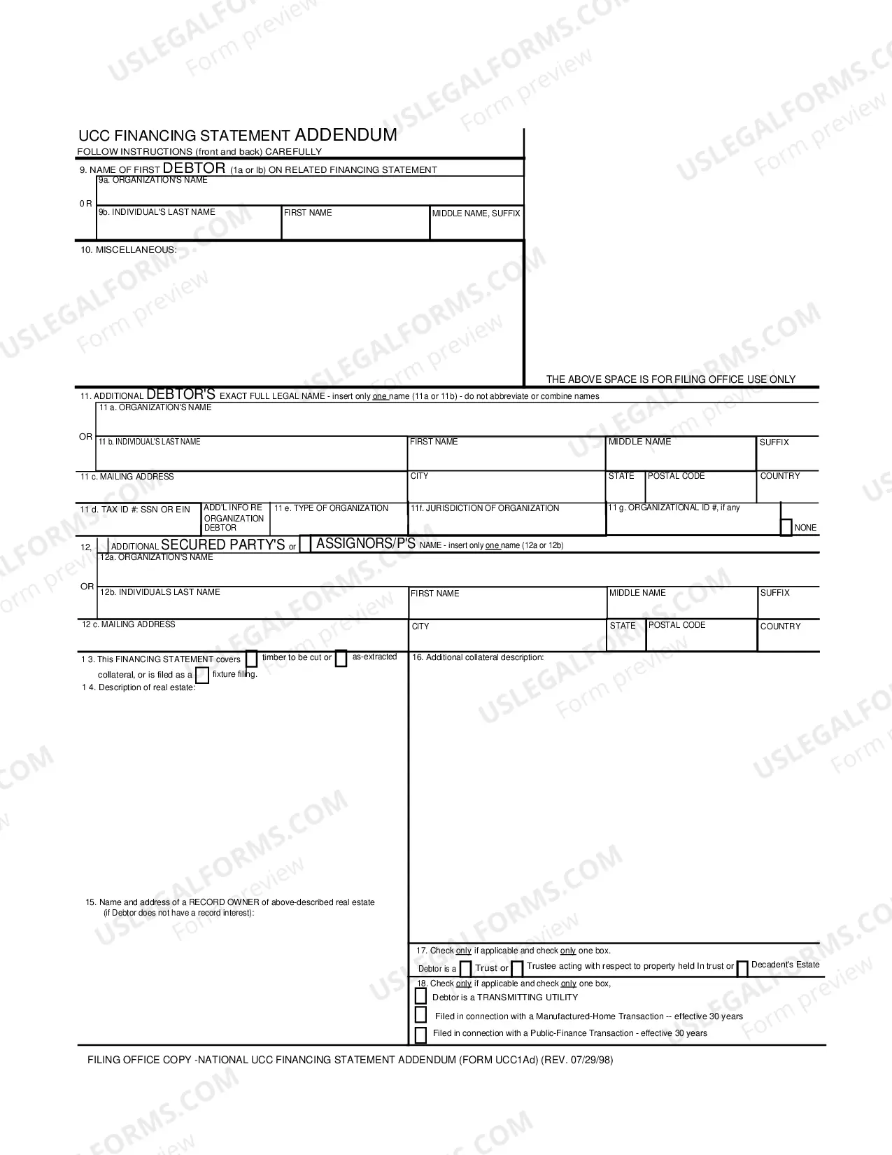 Preview UCC Financing Statement